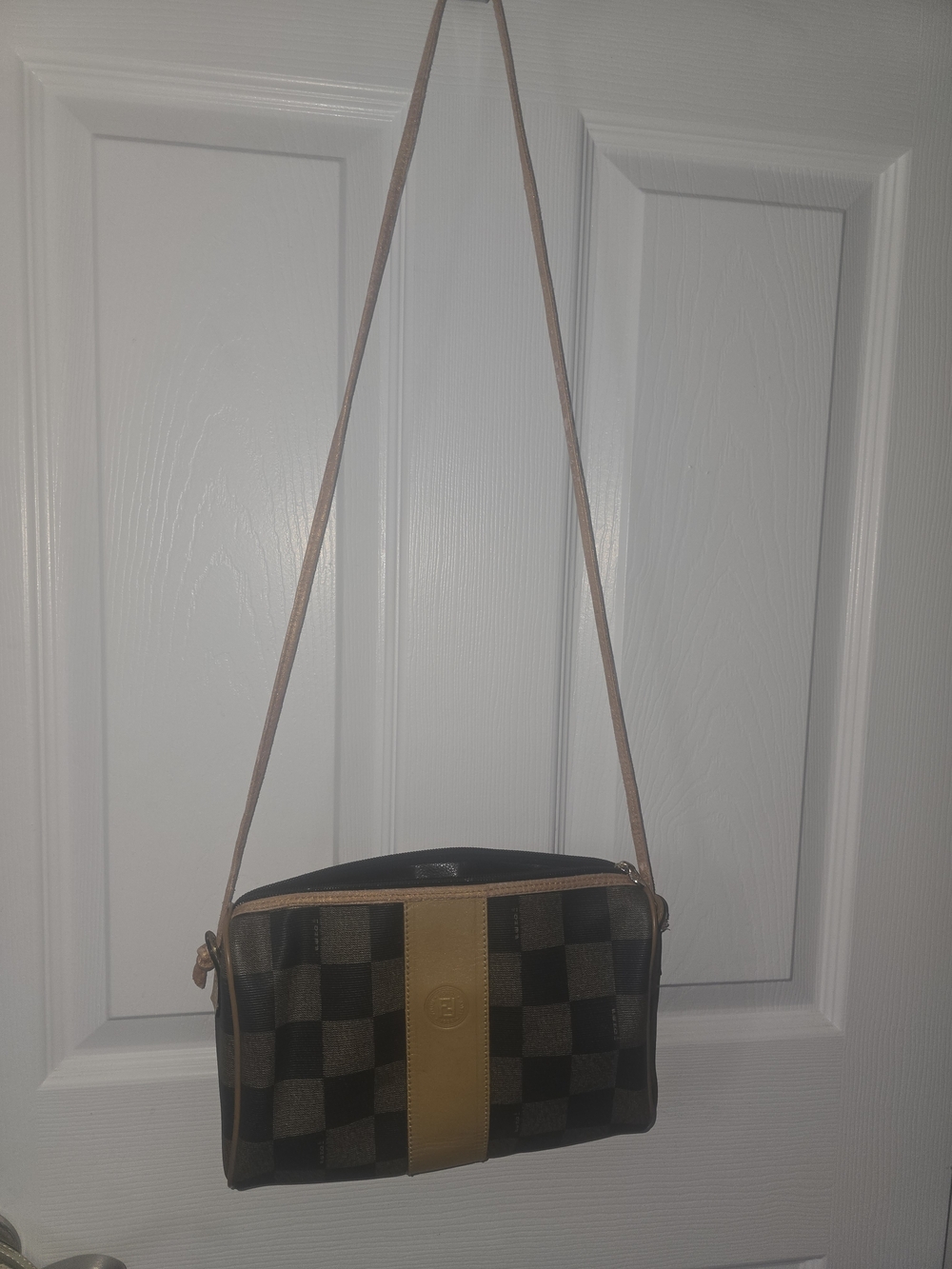 FENDI Vintage Checkered Crossbody Bag With Original Leather Strap - Picture 16 of 16